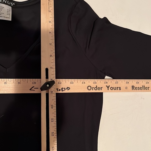 Venus size small classic black V-Neck midi tee shirt dress 3/4 sleeves versatile - Picture 9 of 13